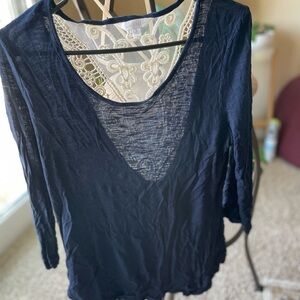 Elegant Navy Lace Women's Top